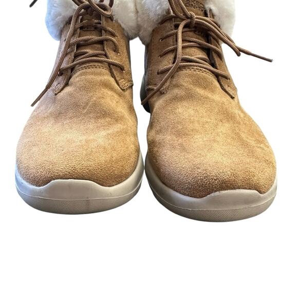 Skechers On The Go Joy Lush Cozy Chestnut Ankle Boots Faux Fur Size 9 - Picture 3 of 7